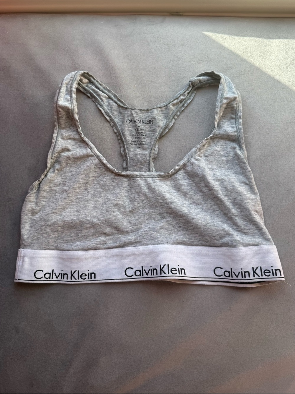 Calvin Klein Light Gray Racerback Bralette with Logo